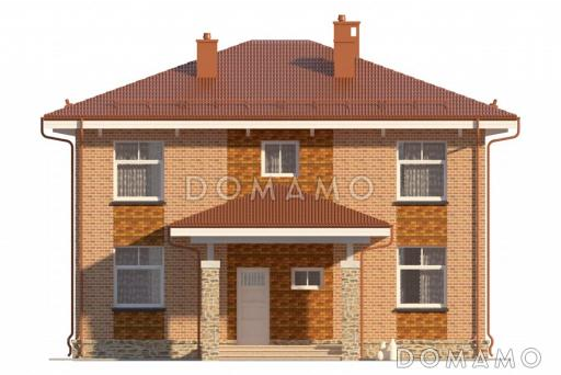 Проект двухэтажного дома с  небольшим кабинетом на втором этаже / Фасад 1