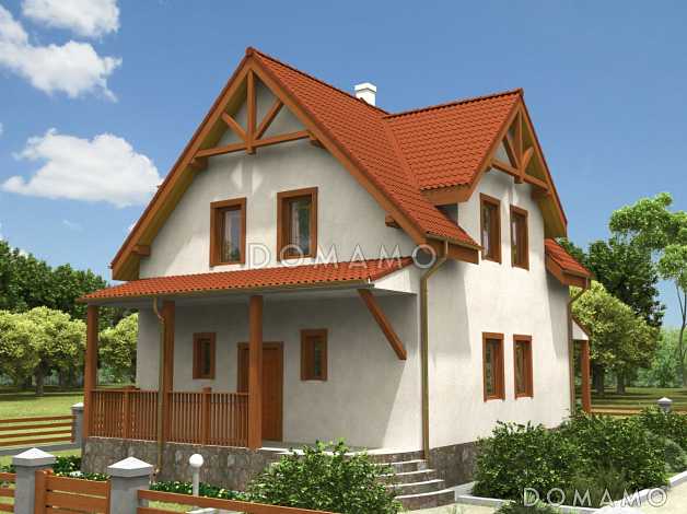 Проект дома с верандой и мансардным этажом