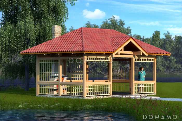 Проект воздушной беседки с барбекю