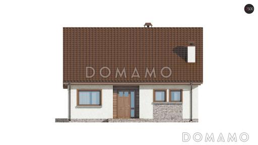 Проект одноэтажного мансардного дома из кирпича с тремя спальнями, кабинетом и эркером в гостиной / Фасад 1