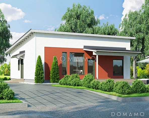 Проект компактного одноэтажного каркасного дома с двумя спальнями