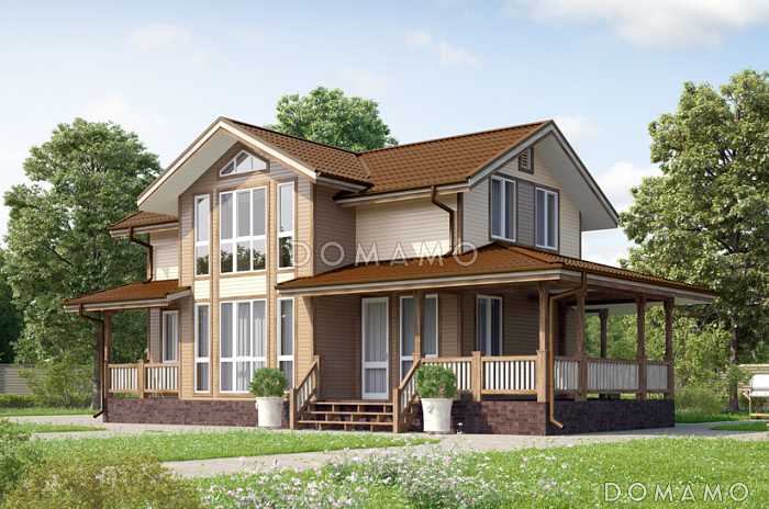 Проект загородного дома из клееного бруса со вторым светом