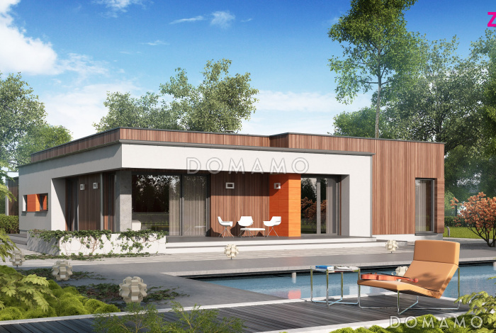 Проект просторного современного одноэтажного дома из газобетона с тремя спальнями, кабинетом и гаражом