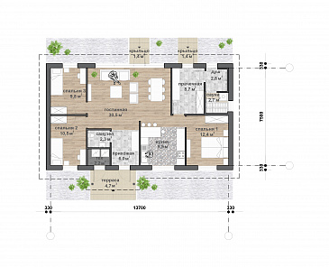 С-131.1 одноэтажный дом / План 1 этажа