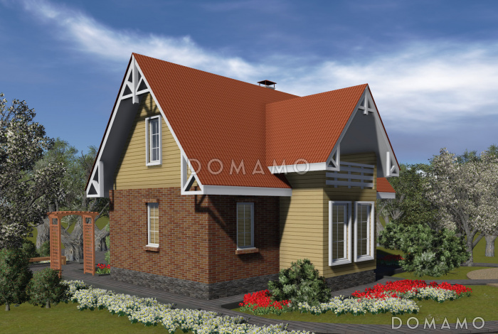 Проект одноэтажного дома с террасой на мансардном этаже