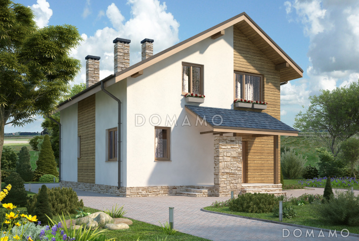 Проект  дома из пеноблоков с мансардой