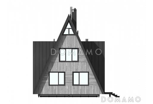 Проект каркасного загородного А-образного дома с террасой, лоджией / Фасад 3