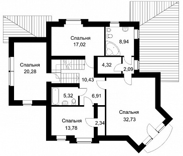 Проект дома из кирпича с бильярдной / План 2 этажа