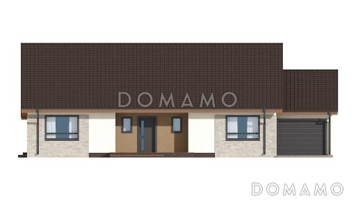 Проект классического одноэтажного дома из кирпича с тремя спальнями и возможностью обустройства мансарды и  с гаражом / Фасад 1