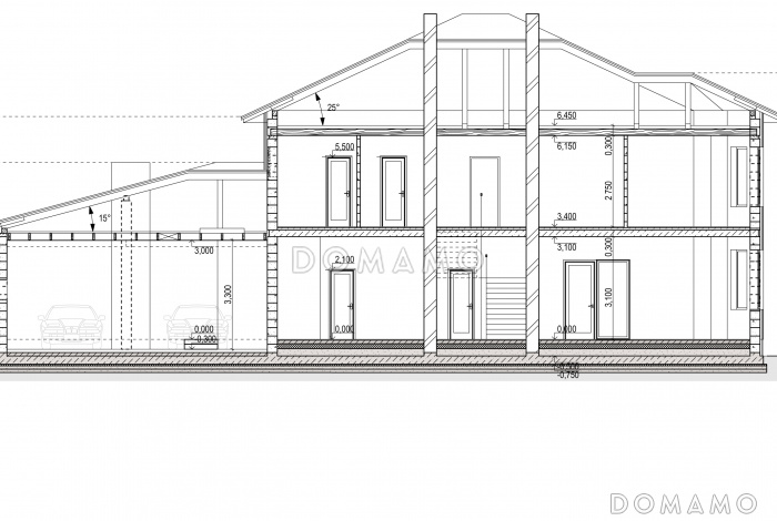 Проект загородного дома с гаражом, сауной, террасой, спортзалом