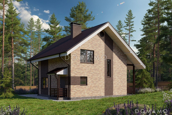 Проект компактного дома с террасой