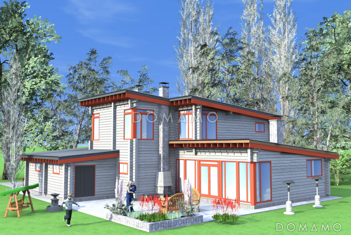 Проект коттеджа из бруса в современном стиле