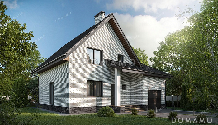 Проект одноэтажного дома с мансардой и гаражом на два авто