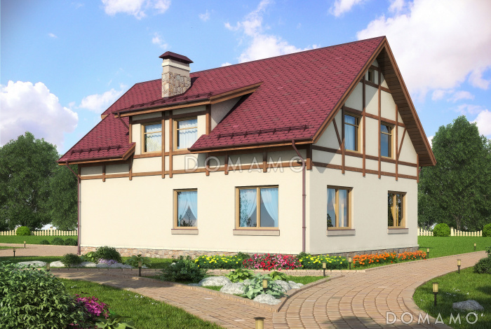 Проект рационально запланированного дома с мансардой и гостевой комнатой