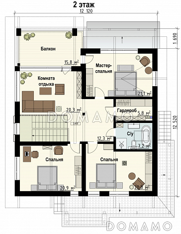 Шале Тивье / План 2 этажа