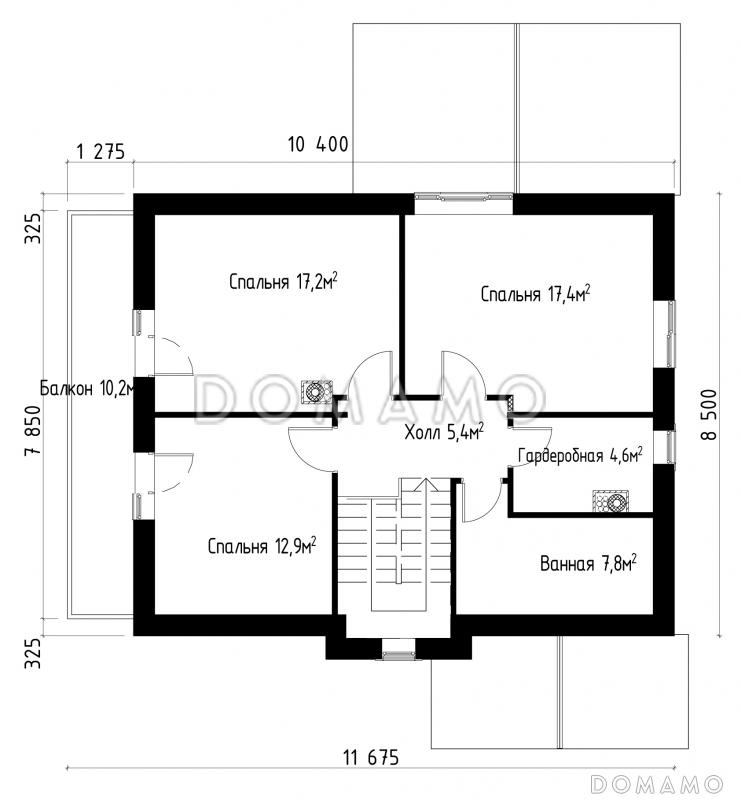 Проект коттеджа из газобетона в стиле шале / План мансардного этажа