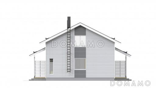 Проект современного двухэтажного каркасного дома с облицовкой деревянной вагонкой / Фасад 2