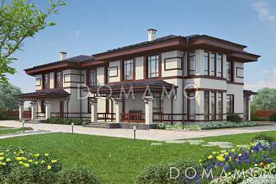 Проект двухэтажного дома на два хозяина с верандой и отдельным входом для каждой семьи