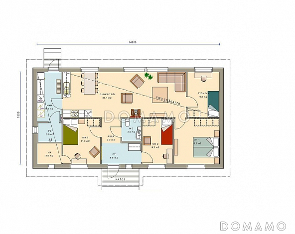 Проект каркасного дома до 150 кв.м / План 1 этажа