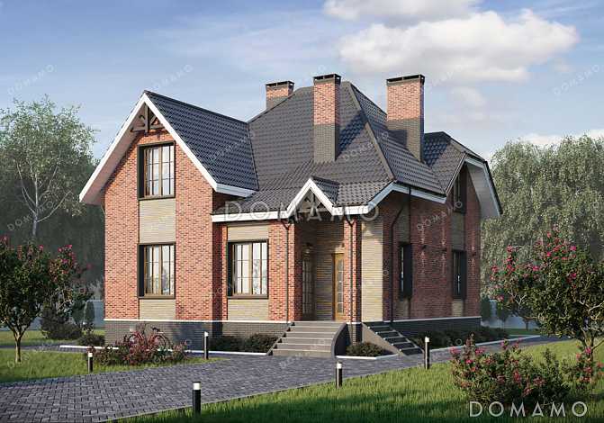 Проект дома с 4 спальнями, просторной ванной и полукруглой верандой