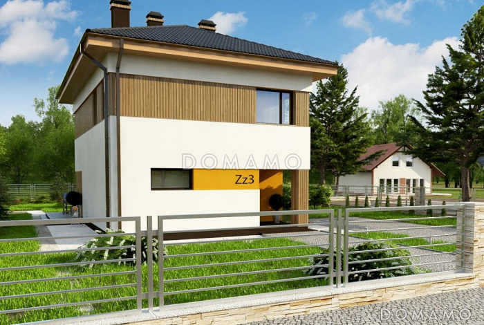 Проект загородного дома с подвалом, кладовой, гостиной с камином, тремя спальнями на втором этаже