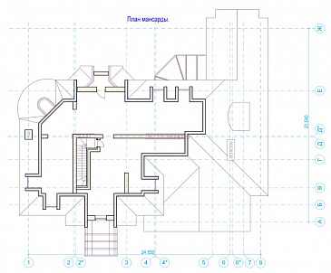 Проект солидного коттеджа с гаражом, сауной и тренажёрным залом / План мансардного этажа