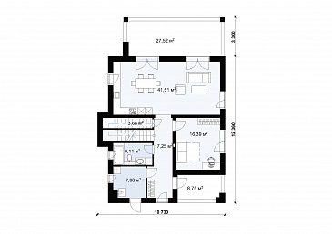Проект дома в стиле Хай-тек с эксплуатируемой кровлей S-182 / План 1 этажа