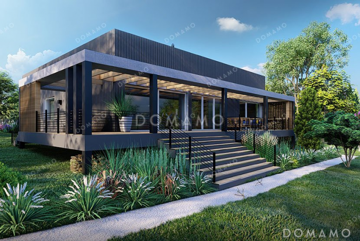 Проект одноэтажного дома с большой террасой