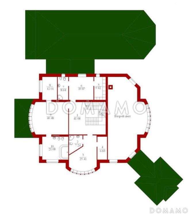 Проект коттеджа с панорамным остеклением / План 2 этажа
