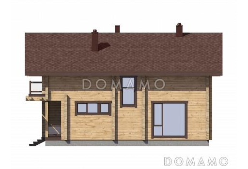 Проект дома из бруса с 4 спальнями и кабинетом с балконом / Фасад 4