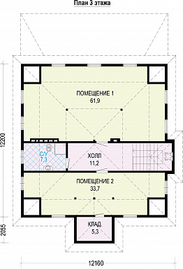 Проект трехэтажного загородного дома из кирпича / План 3 этажа