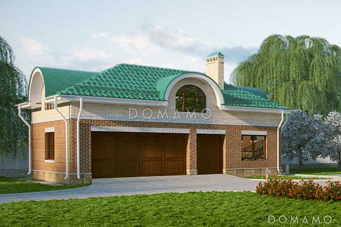 проект гаража на два автомобиля с мансардой