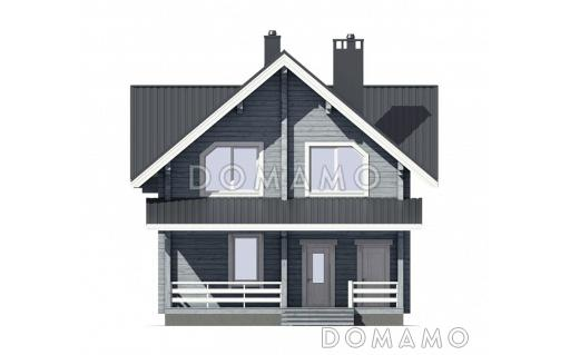 Проект современного дома из бруса с мансардой / Фасад 1