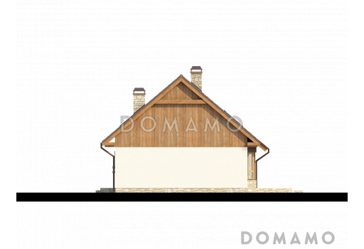 Проект одноэтажного мансардного дома из газобетона с кабинетом, тремя спальнями и эркером в гостиной / Фасад 4