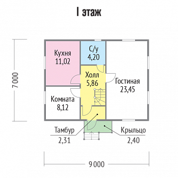 Проект дома с логичной планировкой внутреннего пространства / План 1 этажа