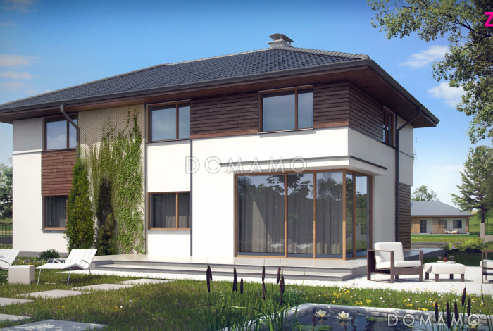 Проект двухэтажного дома из газобетона с пятью спальнями и кабинетом