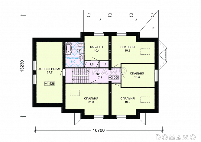 Проект дома из пеноблоков с цокольным этажом / План мансардного этажа