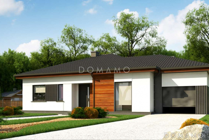 Проект комфортного одноэтажного дома из газобетона с гаражом и тремя спальнями