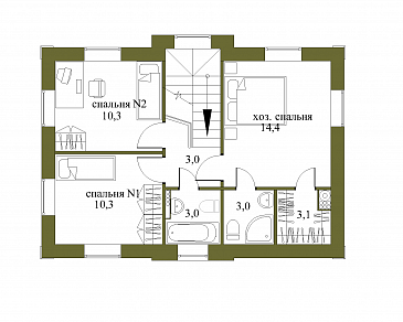 Проект небольшого двухэтажного особняка с парадным фасадом / План 2 этажа