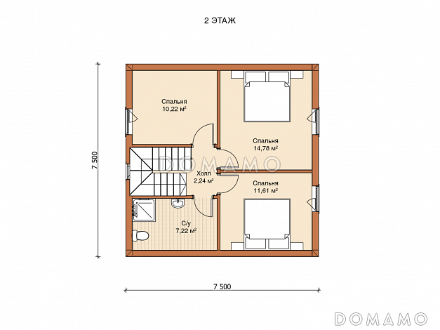 Каркасный дом "Фрейя" / План 2 этажа