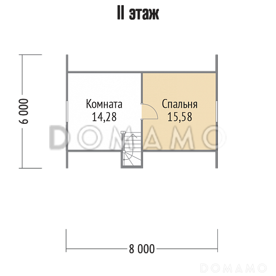 Проект дома из клееного бруса с двумя спальнями / План мансардного этажа