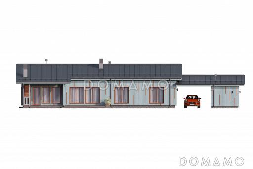 Проект дома в скандинавском стиле с 3 спальнями и барбекю на террасе / Фасад 1