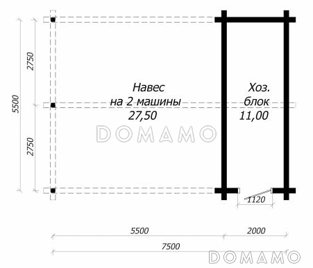 Проект навеса из клееного бруса / План 1 этажа