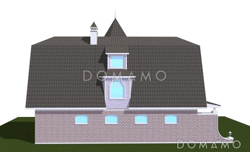 Проект большого коттеджа с башенкой, зимним садом и гаражом / Фасад 4