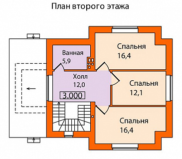 Проект кирпичного дома с простой и удобной планировкой / План мансардного этажа
