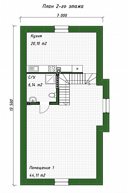 Проект гаража из газобетона с мансардным этажом и облицовкой из кирпича / План 2 этажа