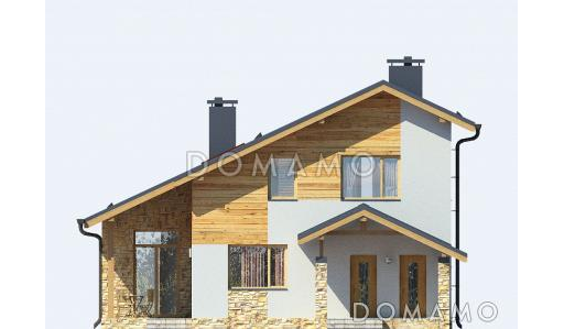 Проект загородного дома с панорамным окном в гостиной / Фасад 1