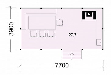Проект деревяной, каркасной беседки с зеленой крышей и барбекю / План 1 этажа