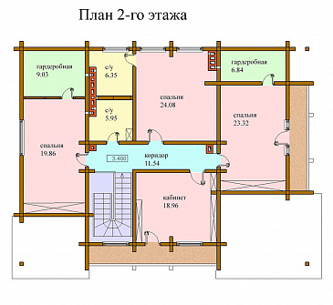 Проект одноэтажного дома с мансардным этажом и двумя балконами / План мансардного этажа