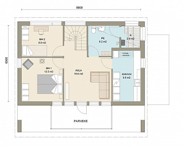Проект современного двухэтажного каркасного дома с двускатной крышей / План 2 этажа
